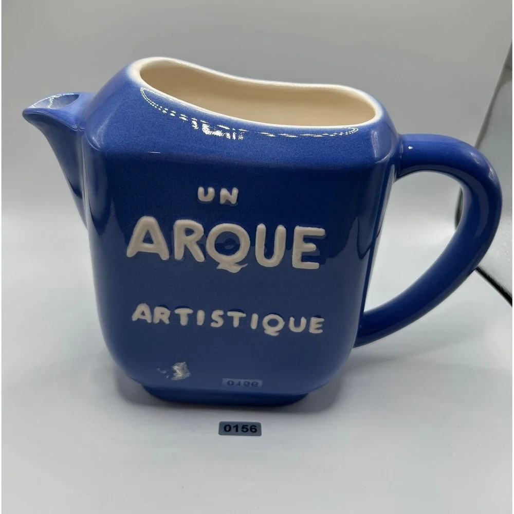 Restoration Hardware Un Arque Artistique Blue Ceramic Pitcher Jug #156‎